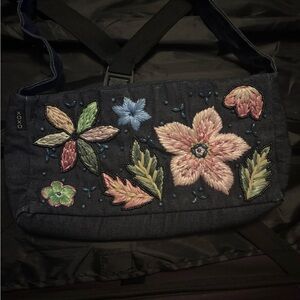 XOXO Denim Bag with Floral Embroidery vintage cottage core